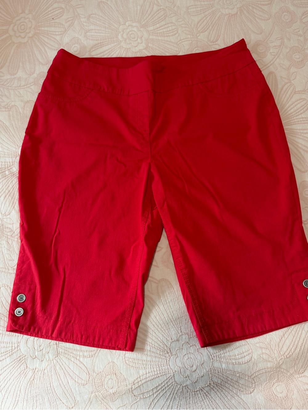 ALLA Red Women's Knee-Length Stretch Shorts